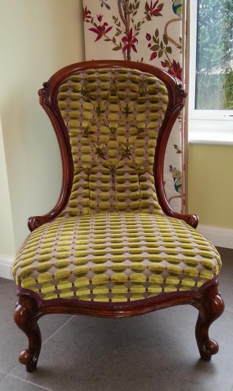 Re-upholstered Buttoned Chair